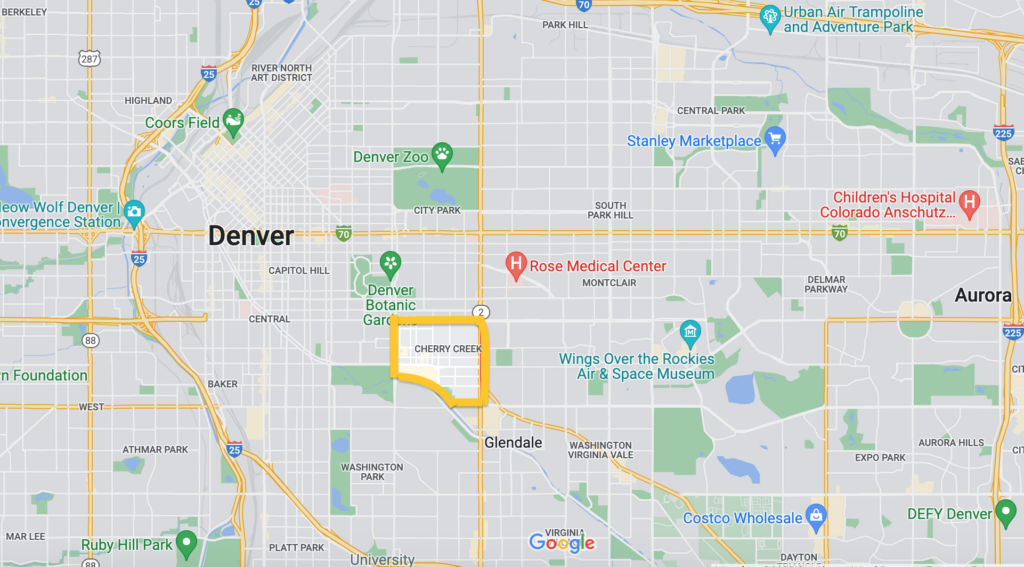 Cherry Creek is located in the geographic center of Denver